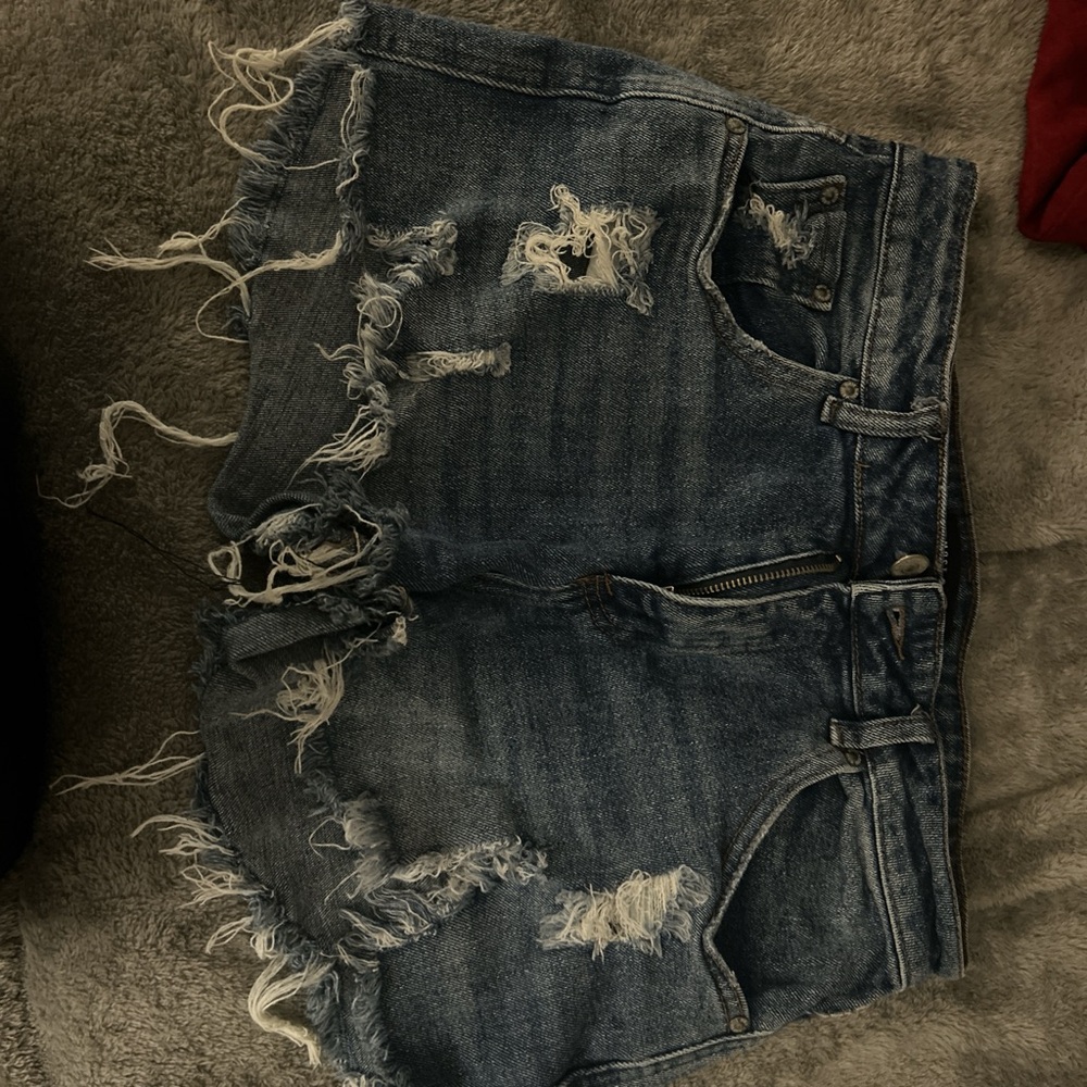 Almost Famous Blue Distressed Jean Shorts